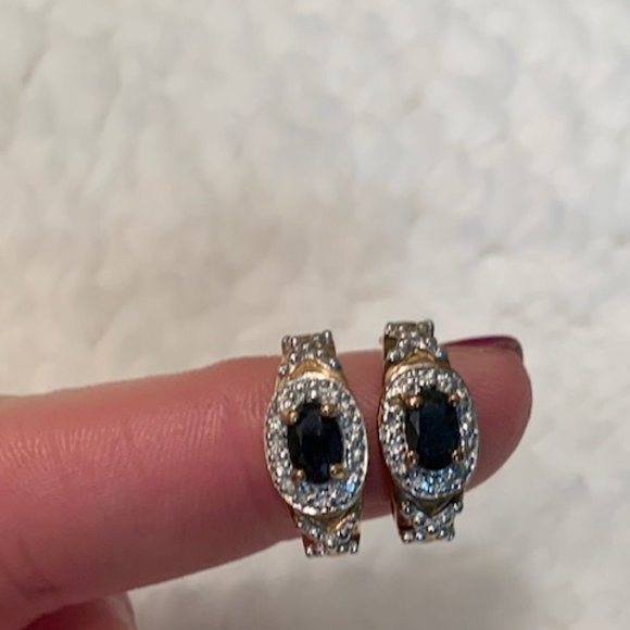 Jewelry - Genuine Sapphire and Diamond Stud Earrings